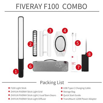 Torche baton LED Zhiyun FiveRay F100 Combo Noir