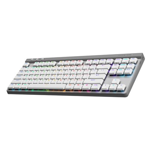 Clavier gaming sans fil Azerty Logitech G515 LIGHTSPEED TKL contacts mécaniques tactiles marron Bluetooth Blanc