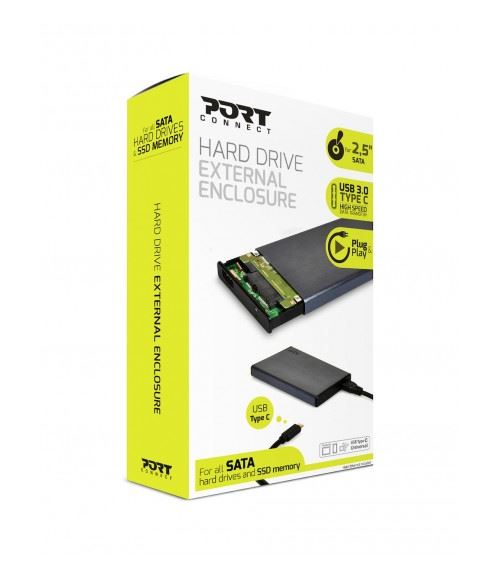 GRAUGEAR, Boîtier USB Type-C pour SATA SSD/HDD 2,5