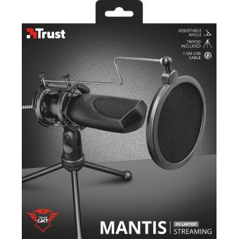 Microphone TRUST Gaming MANTIS GXT 232 pour streaming, podcasts, vlogs Noir