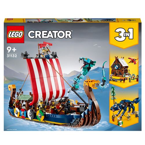 LEGO® Creator 3 en 1 31132 Le bateau viking et le serpent de Midgard