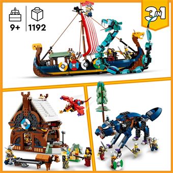 LEGO® Creator 3 en 1 31132 Le bateau viking et le serpent de Midgard