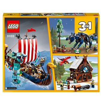 LEGO® Creator 3 en 1 31132 Le bateau viking et le serpent de Midgard