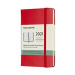 Agenda 2021 semainier Moleskine Horizontal Rigide petit format Rouge