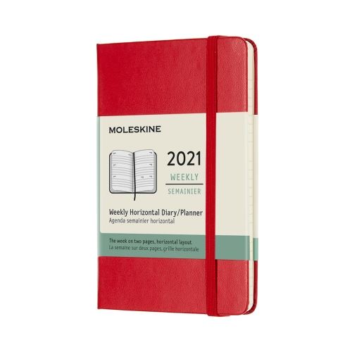 Agenda 2021 Semainier Moleskine Horizontal Rigide Petit Format Rouge