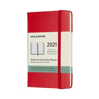 Agenda 2021 semainier Moleskine Horizontal Rigide petit format Rouge