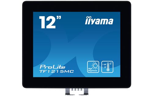iiyama ProLite TF1215MC-B1 - Écran LED - 12.1 - cadre ouvert - écran tactile - 1024 x 768 - IPS - 540 cd/m² - 1000:1 - 25 ms - HDMI, VGA, DisplayPort - noir