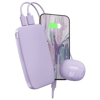 POWERBANK 12000MAH Batterie rechargeable de poche - Dreamy Lilac - 2PB12100DL2.Charge ultra rapide avec 20 W Power Delivery. Chargez jusqu''a 50 % en 30 min. 6 fonctions de securite. Approuvee par les compagnies aeriennes.