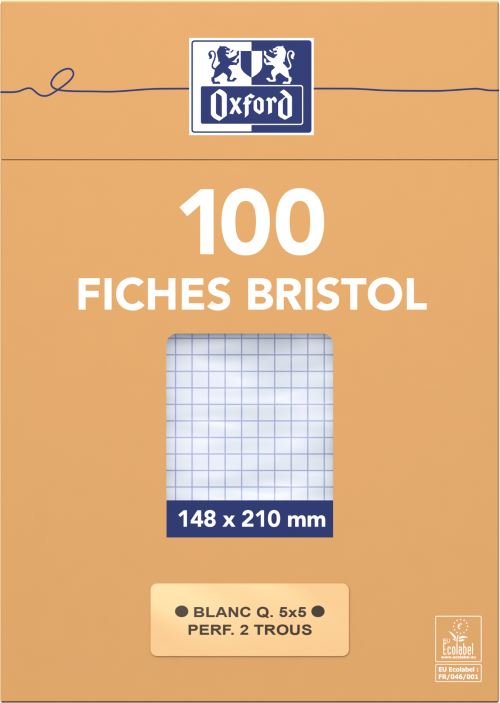 Oxford Etui de 100 Fiches Bristol Colorées A5 (14,8 x 21cm) Petits
