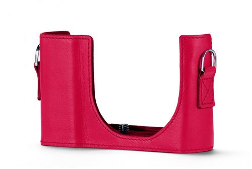 Lederen tas en riem rood voor Leica C-LUX