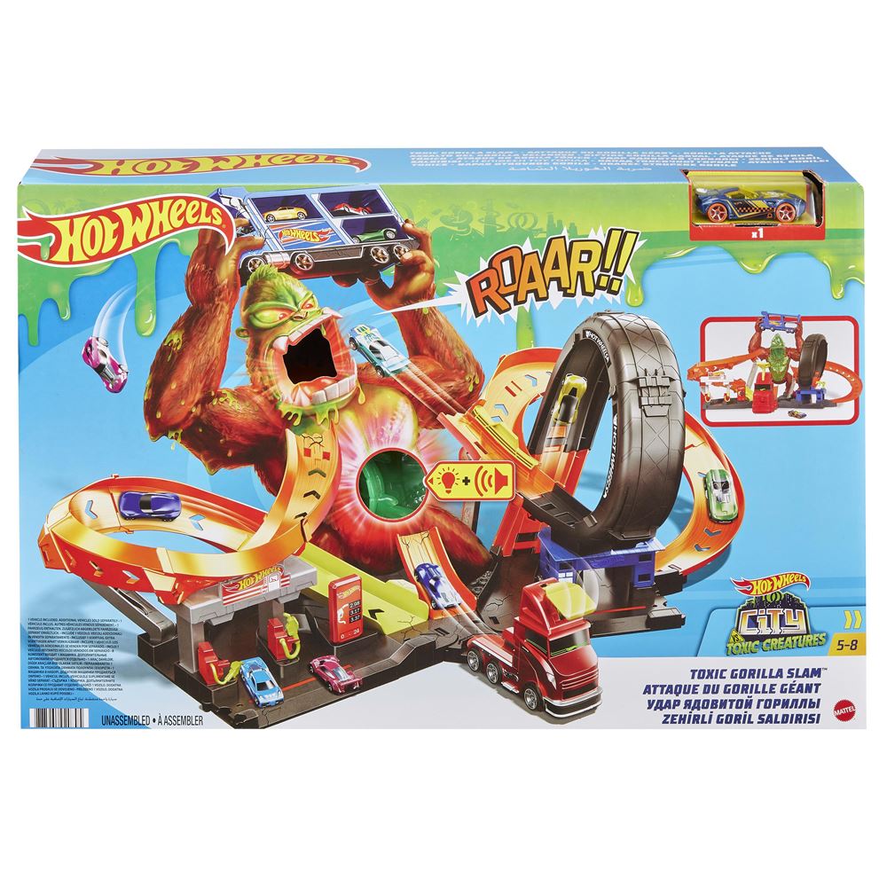 Hot Wheels Coffret Station-Service City – L'Attaque du Gorille - Jeux & Jouets