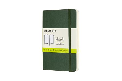 Carnet classique format de poche Moleskine à pages blanches couverture souple Vert