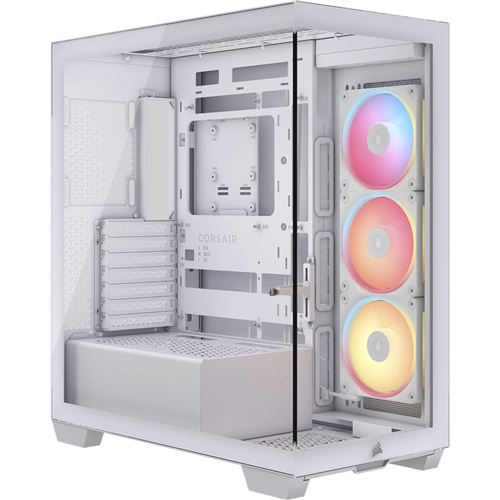 Boîtier PC gaming Corsair 3500X LX-R moyen tour blanc RGB iCUE LINK avec panneau latéral verre trempé