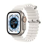 Apple Watch Ultra + Cellular, boîtier Titane 49mm avec Bracelet Océan Blanc