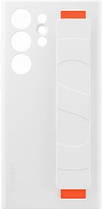 Coque en silicone avec lanière pour Samsung Galaxy S23 Ultra 5G Blanc