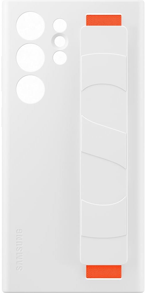 Coque en silicone avec lanière pour Samsung Galaxy S23 Ultra 5G Blanc