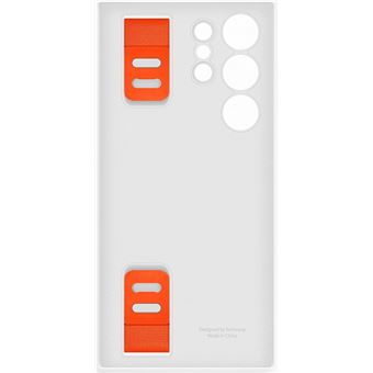 Coque en silicone avec lanière pour Samsung Galaxy S23 Ultra 5G Blanc