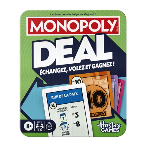 Jeu de Cartes Hasbro Monopoly Deal – Boîte Métal Deluxe pour 2-5 Joueurs