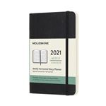 Agenda 2021 semainier Moleskine Horizontale Souple petit format Noir