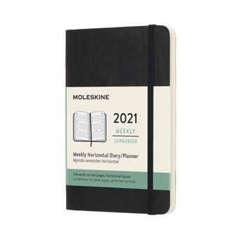 Agenda 2021 semainier Moleskine Horizontale Souple petit format Noir