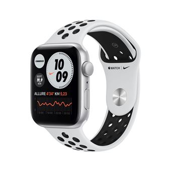 Apple Watch Nike SE (GPS + Cellular) - 44 mm - Aluminium, Silber - intelligente Uhr mit Nike Sportband - Flouroelastomer - pures Platin/schwarz - Bandgröße: S/M/L - 32 GB - Wi-Fi, Bluetooth - 4G - 36.36 g - 1