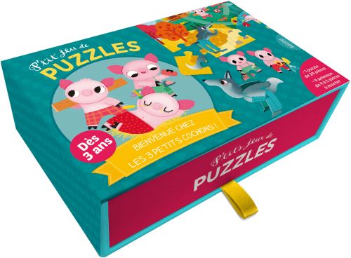 DJECO Puzzle 24 Pièces - Les trois Petits cochons : Chez