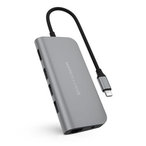 Hub USB Type-C 9 en 1 HyperDrive HD30F-GRAY pour iPad et MacBook Pro/Air Gris
