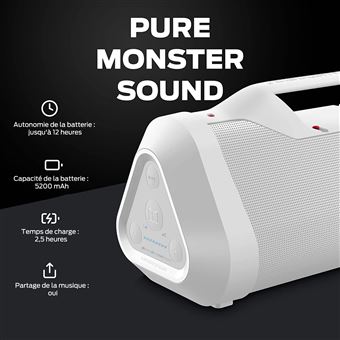 Enceinte sans fil Bluetooth Monster Cable Monster Blaster V3.0 Blanc