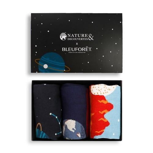 Coffret de 3 chaussettes espace Bleu forêt Taille 42-45