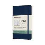 Agenda 2021 semainier Moleskine Horizontal Souple petit format Bleu