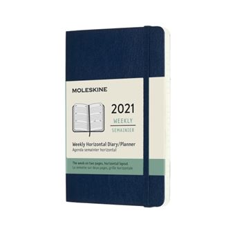 Agenda 2021 semainier Moleskine Horizontal Souple petit format Bleu