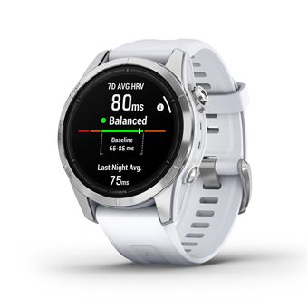 Montre connectée Garmin Epix Pro Gen 2, 42mm Acier Silver avec bracelet silicone Blanc