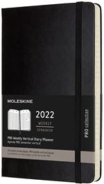 Agenda semainier Moleskine Vertical Pro Grand format Couverture rigide 2022 Noir