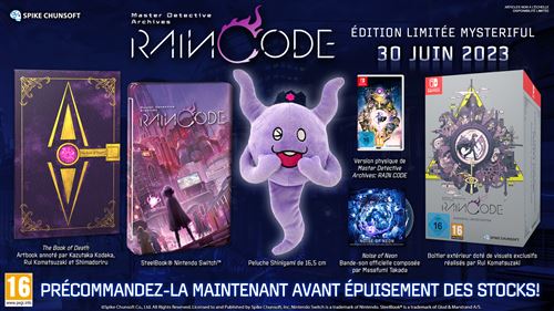 Master Detective Archives : Rain Code Edition Limitée Mysteriful (Jeu + Artbook The Book of Death + SteelBook® + Peluche Shinigami + CD Bande-son officielle Noise of Neon) Nintendo Switch
