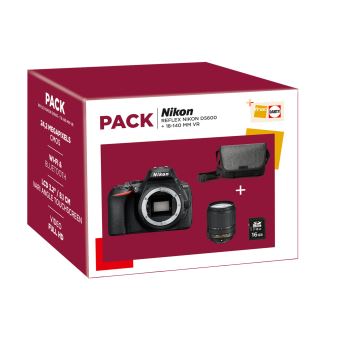 Fnac Pack Nikon D5600 Reflex Behuizing + AF-S DX 18-140mm ED VR Lens + 16GB SD-Kaart + Draagtas
