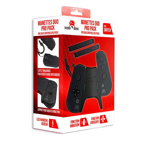 Pack Manettes Duo Pro Freaks And Geeks type Joycon pour Nintendo Switch Noir