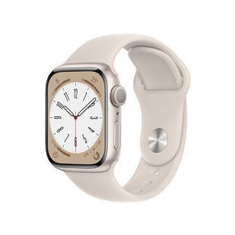 Apple Watch Series 8 GPS, boîtier Aluminium Lumière Stellaire 41mm avec Bracelet Lumière Stellaire