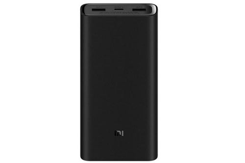 Xiaomi Mi - Banque d'alimentation - 20000 mAh - 74 Wh - 50 Watt - 4 A - High Power Flash - 3 connecteurs de sortie (USB, 24 pin USB-C) - noir