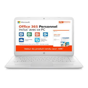 Pack PC Ultra-Portable HP Stream 14-cb038nf 14" + Office 365 Personnel 1 an d’abonnement - 1