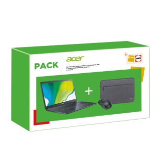 Pack Laptop Acer Aspire 3 A315-56-33WN 15.6" Intel Core i3 8 GB RAM 256 GB SSD Black + Acer wireless optical mouse Black + Black cover
