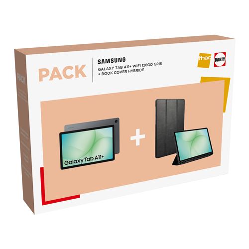 Pack Tablette tactile Samsung Galaxy Tab A11+ 11" 128 Go Gris + Book Cover Hybride - Samsung