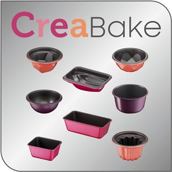 Machine à gâteaux Tefal Cake Factory Delices Set moules CreaBake KD810112  1100 W Rose et Blanc