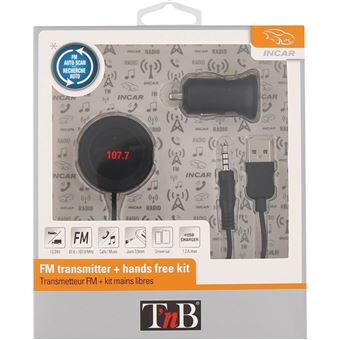 T'nB - Mains-libre Bluetooth / transmetteur FM / chargeur pour téléphone  portable - gris