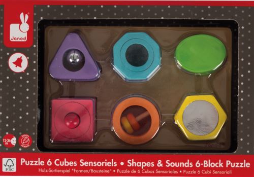 Puzzle de 6 cubes sensoriels I Wood Janod