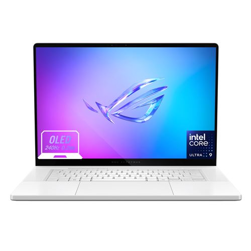 Asus-ROG Zephyrus G16 ZEPHYRUS-G16-GU605CW-DRF2 Blanc Intel Core Ultra 9 64G 1TB MVMe M.2 PCIe 4.0 SSD Nvidia GeForce RTX 5080 Ecran avec technologie OLED