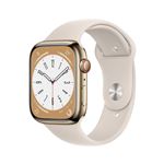 Apple Watch Series 8 GPS + Cellular, boîtier Acier inoxydable or 45mm avec Bracelet Sport Lumière Stellaire