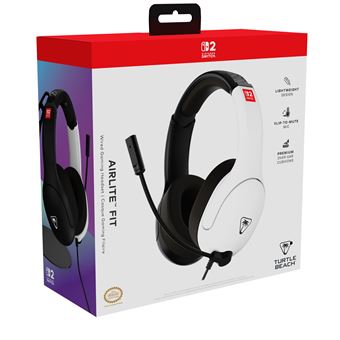 Casque Gaming filaire Turtle Beach® Airlite™ Fit Blanc et Noir pour Nintendo Switch™ 2 Nintendo Switch™ Nintendo Switch™ Lite et Nintendo Switch™ Modèle OLED