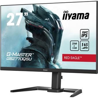 iiyama G-MASTER Red Eagle GB2770QSU-B5 - Écran LED - 27" - 2560 x 1440 WQHD @ 165 Hz - Fast IPS - 400 cd/m² - 1000:1 - HDR400 - 0.5 ms - HDMI, DisplayPort - haut-parleurs - noir mat