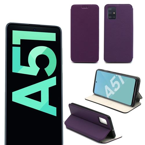 Housse Samsung Galaxy A51 violette - Etui Coque violet Galaxy A51 Protection antichoc à rabat Smartphone 2019 / 2020 - Accessoires Pochette Case