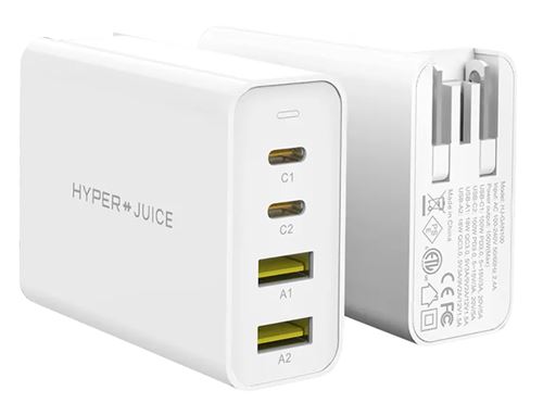 Chargeur de voyage HyperDrive 100W 2 USB-C et 2 USB 3.0 Blanc